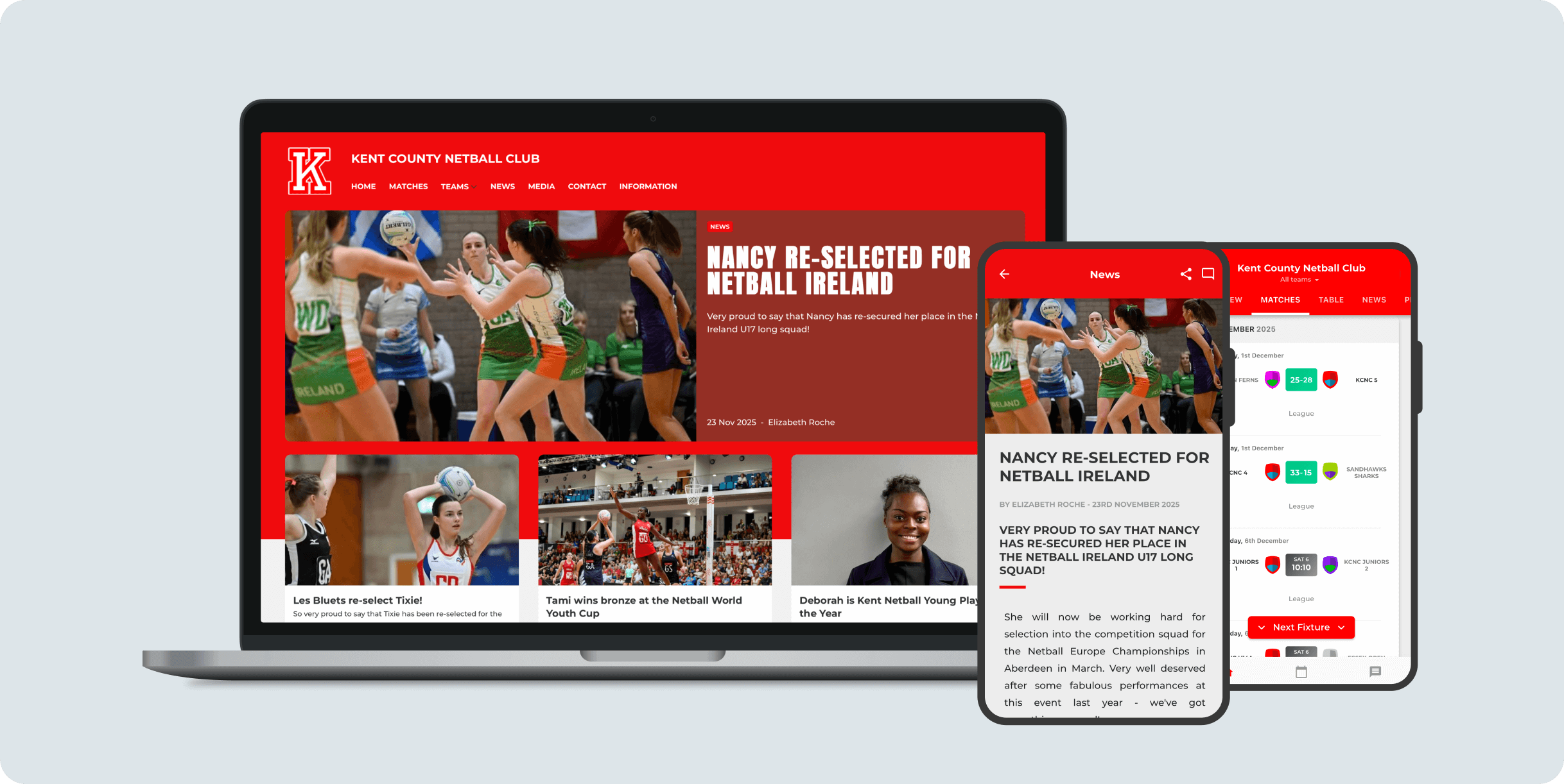 Pitchero platform showcase for netball clubs